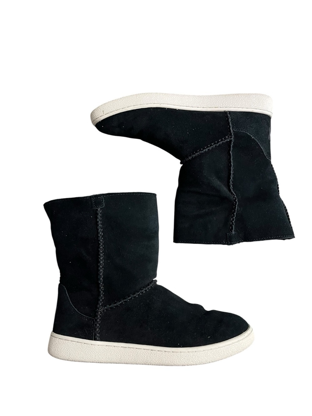 UGG Mika Classic Sneaker Boot Black Shearling Fold Over Womens Size 8 W/ Box - Picture 6 of 15